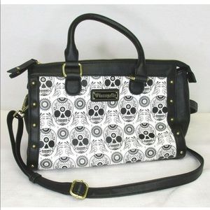 Loungefly Black Skulls Satchel Handbag Purse